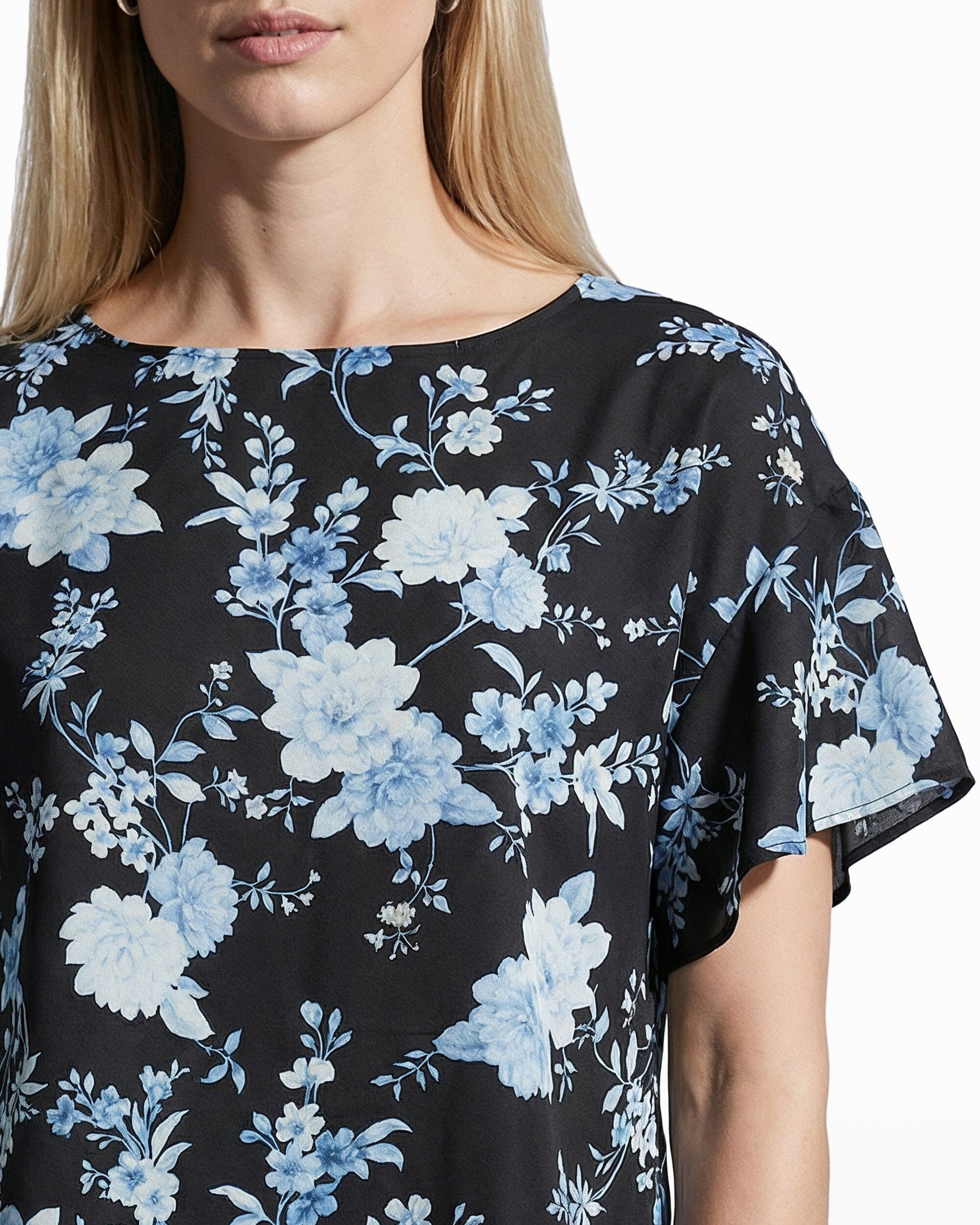 Anne Klein Plus Size Flutter Sleeve Bateau Neck Blouse