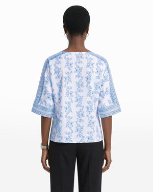 Anne Klein Three-Quarter Sleeve Bateau Neck Top with Panel Sleeve