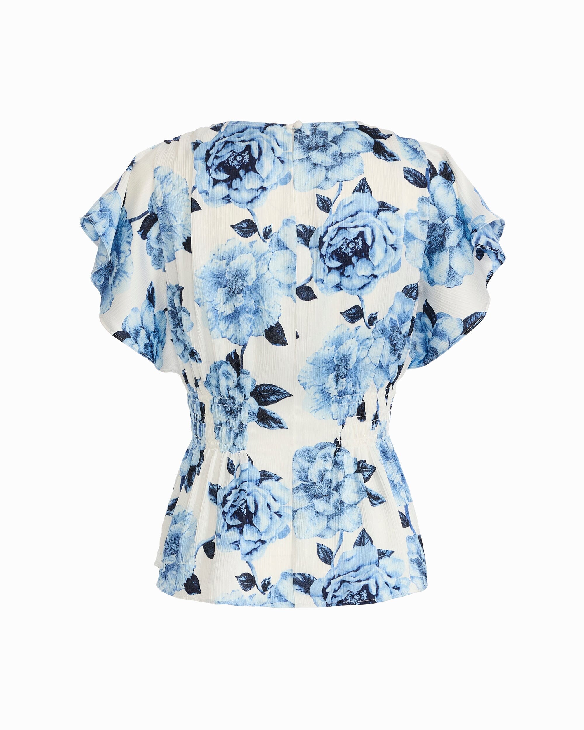 Anne Klein Petite Smocked Waist Flutter Sleeve Blouse