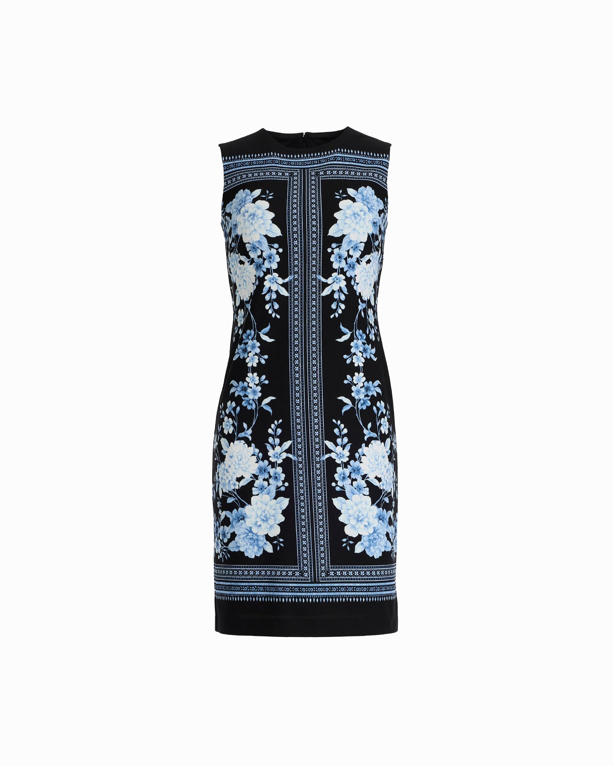 Anne Klein ANNE BLACK MULTI Jewel Neck Sheath Dress