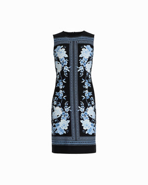 Anne Klein ANNE BLACK MULTI Jewel Neck Sheath Dress