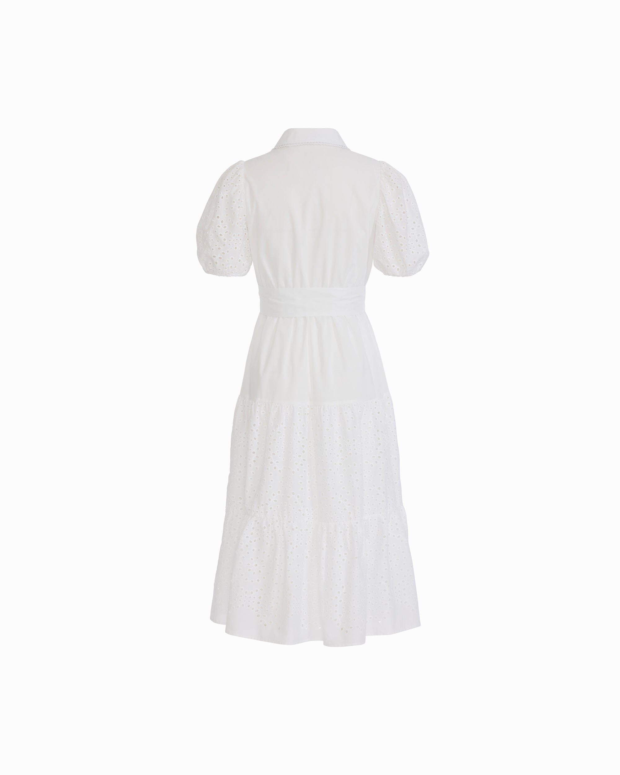 Anne Klein Puff Sleeve Tiered Shirt Dress