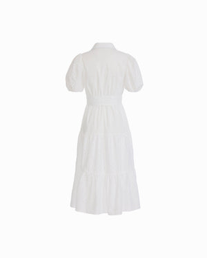 Anne Klein Puff Sleeve Tiered Shirt Dress