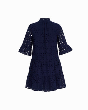 Anne Klein Tiered Shirt Dress with Stand Collar