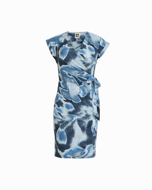 Anne Klein DISTANT MNTN MULTI Short Sleeve Classic Wrap Dress