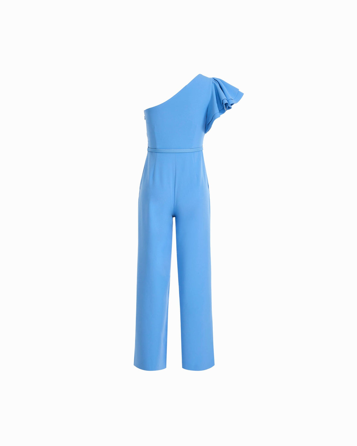 Anne Klein One Shoulder Ruffle Detail Sleeve Jumpsuit