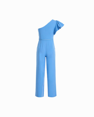 Anne Klein One Shoulder Ruffle Detail Sleeve Jumpsuit
