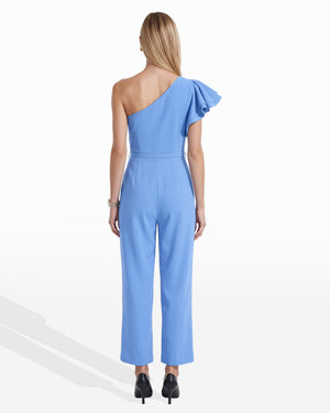 Anne Klein One Shoulder Ruffle Detail Sleeve Jumpsuit