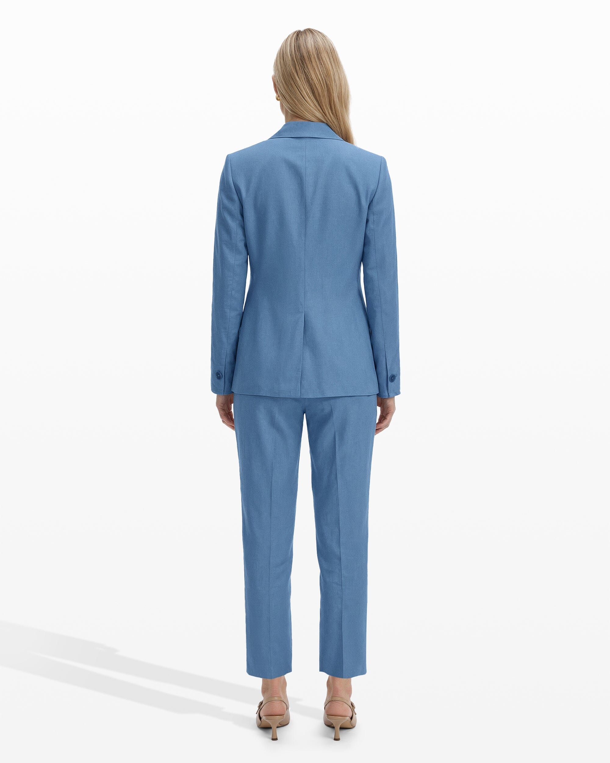 Anne Klein One-Button Notch Lapel Linen Blend Jacket