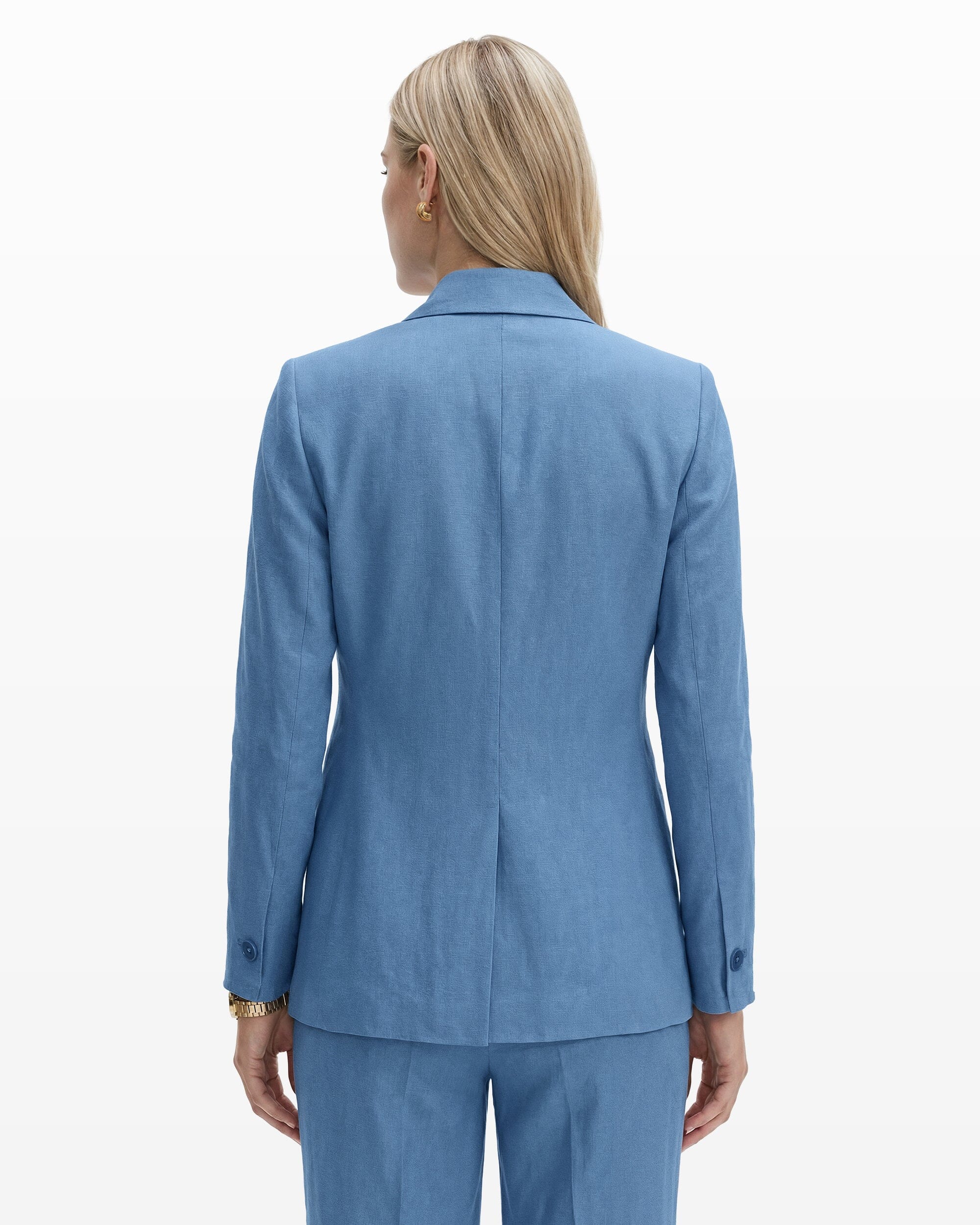 Anne Klein One-Button Notch Lapel Linen Blend Jacket