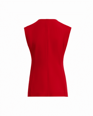 Anne Klein Four-Button Sleeveless Vest Jacket with Flap Pockets