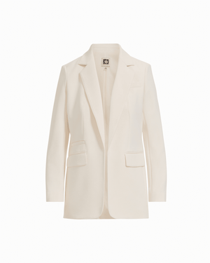 Anne Klein WHITE DOVE Open Front Notch Collar Jacket With Triple Flap Pockets