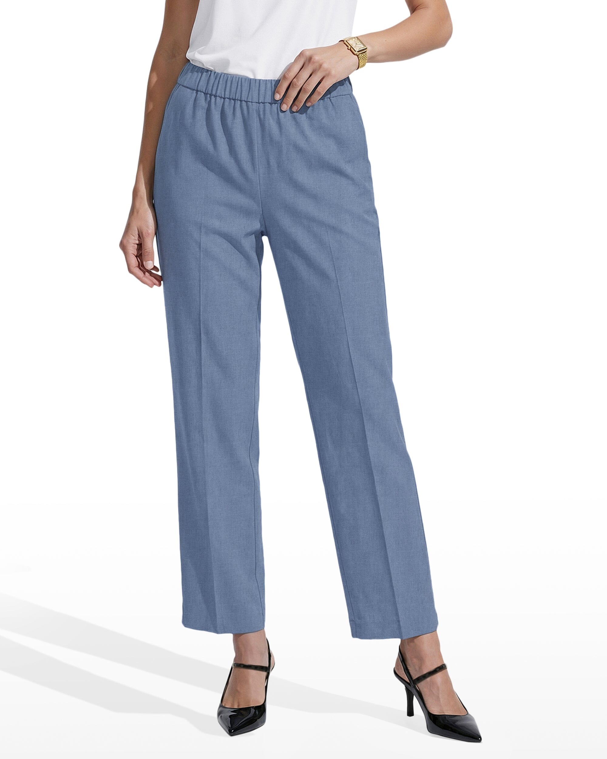 Anne Klein Straight Ankle Slash Pocket Pull-On Pants