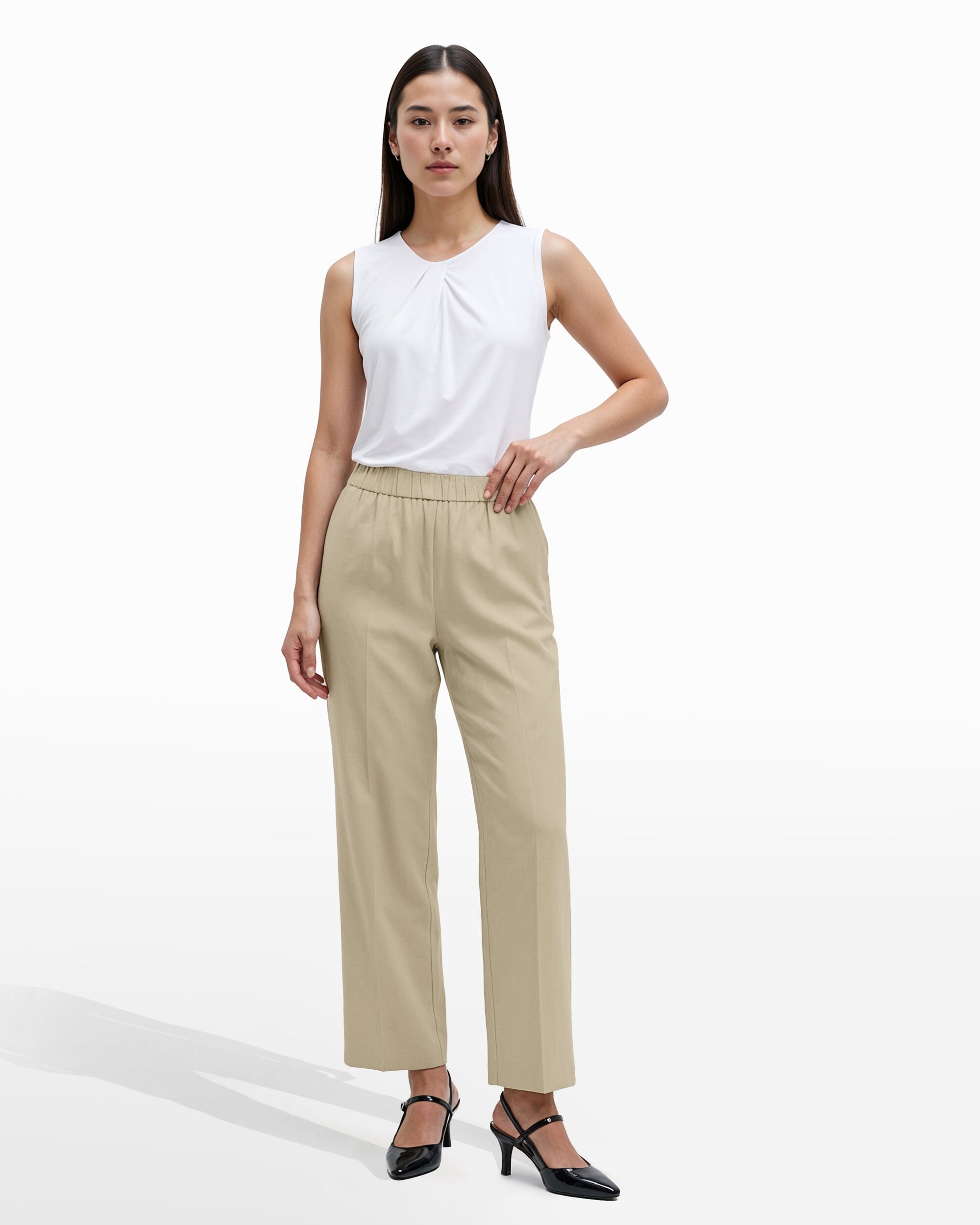 Anne Klein Straight Ankle Slash Pocket Pull-On Pants