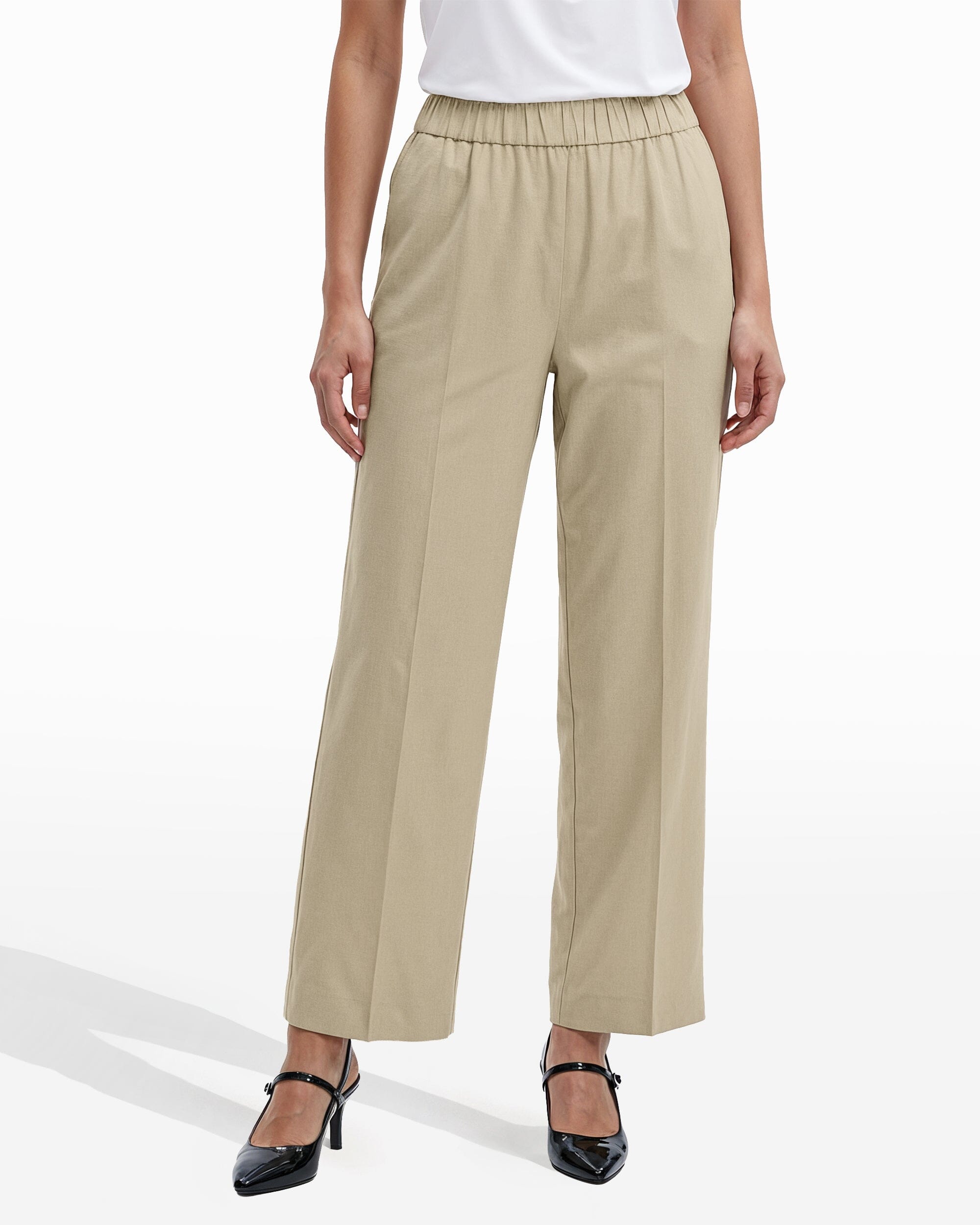 Anne Klein Straight Ankle Slash Pocket Pull-On Pants