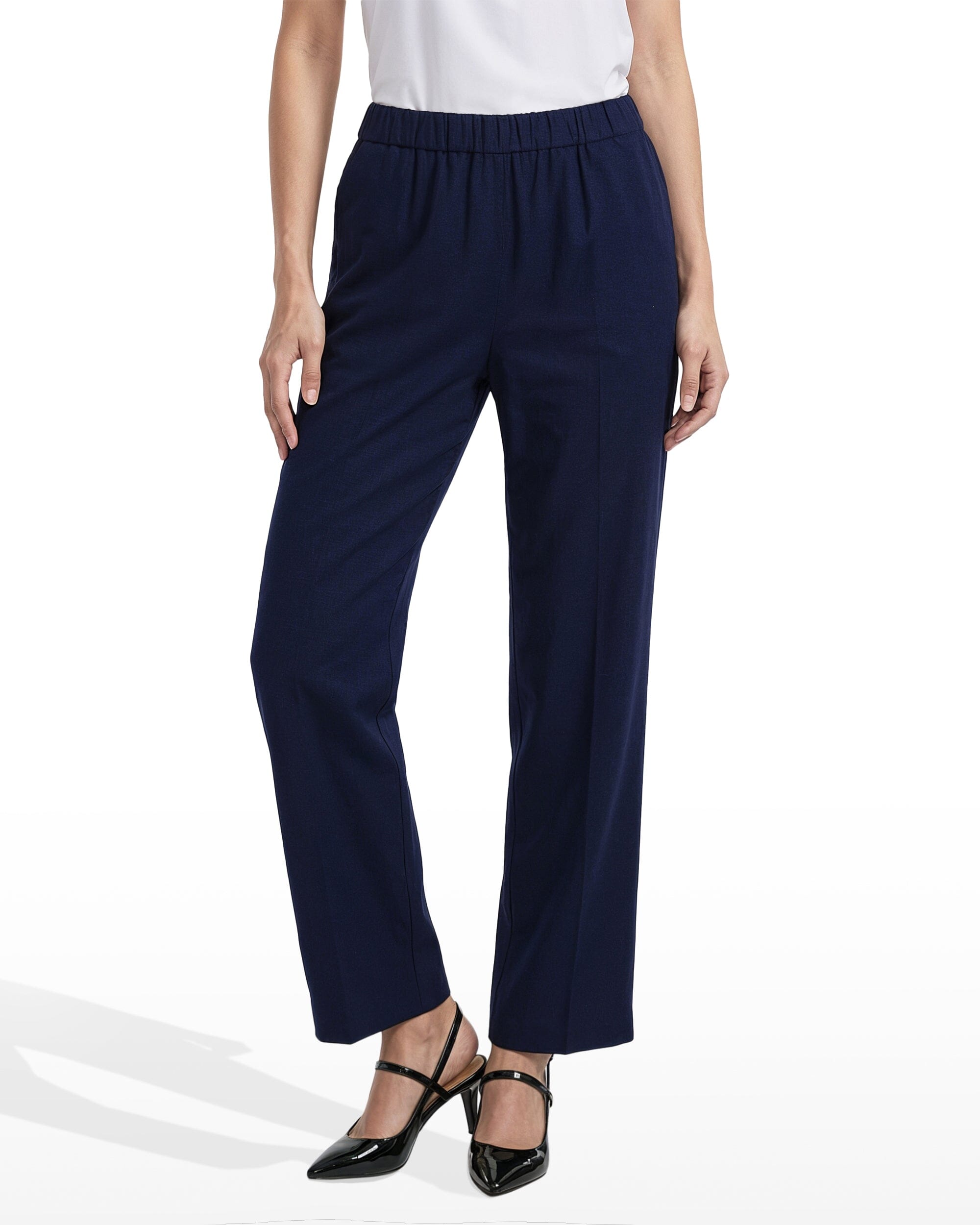 Anne Klein Straight Ankle Slash Pocket Pull-On Pants