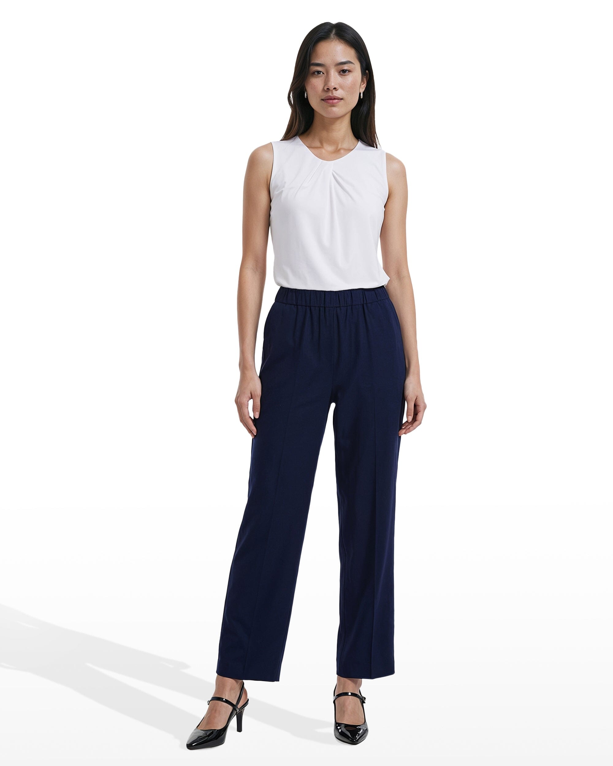 Anne Klein Straight Ankle Slash Pocket Pull-On Pants