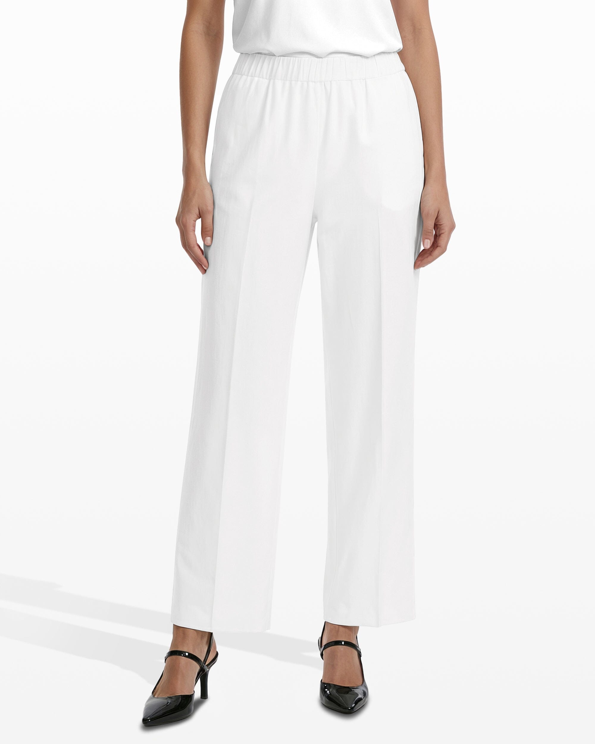 Anne Klein Straight Ankle Slash Pocket Lined Pull-On Pants