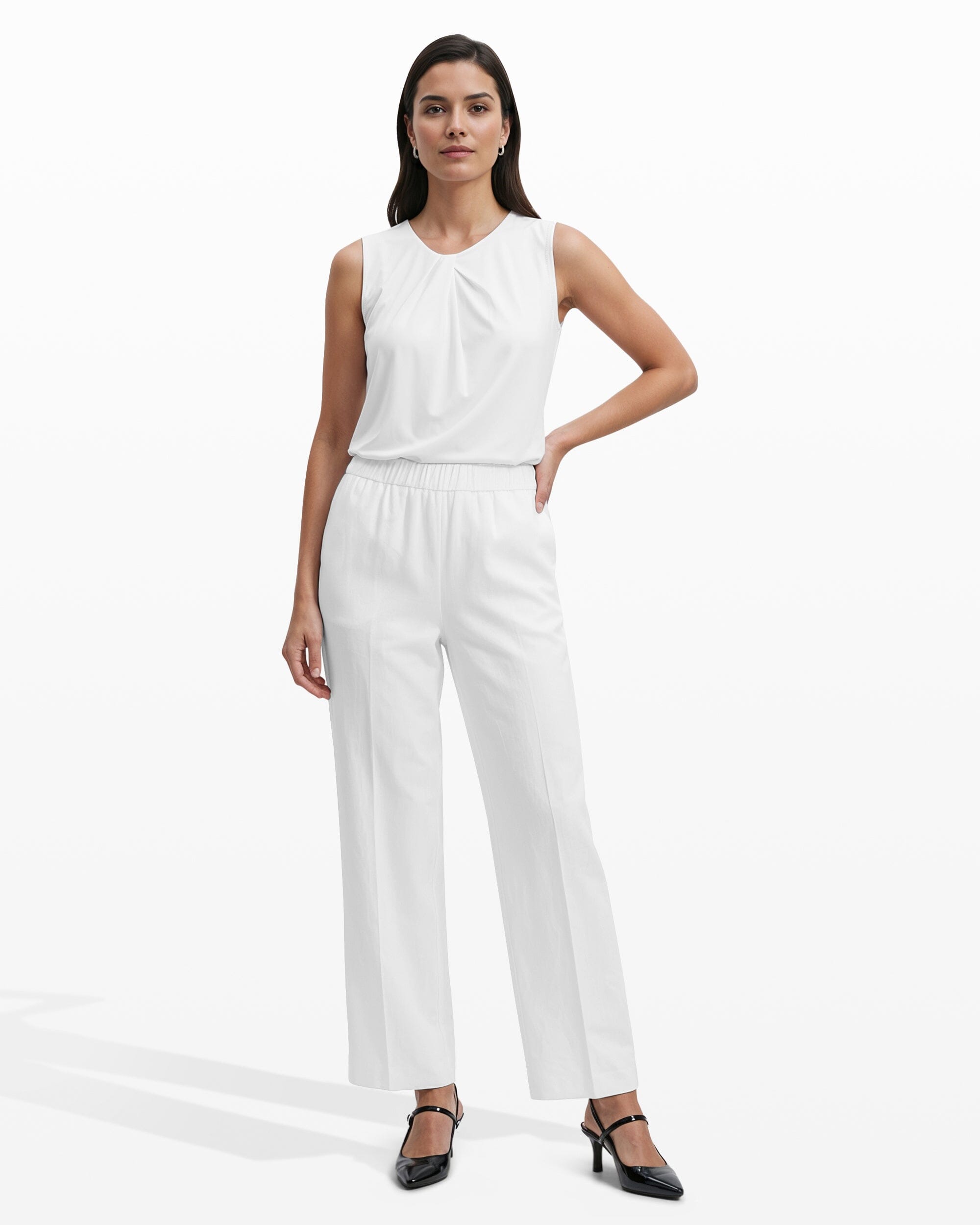 Anne Klein Straight Ankle Slash Pocket Lined Pull-On Pants
