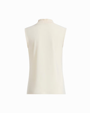 Anne Klein Smocked Neckline Sleeveless Knit Tank Top