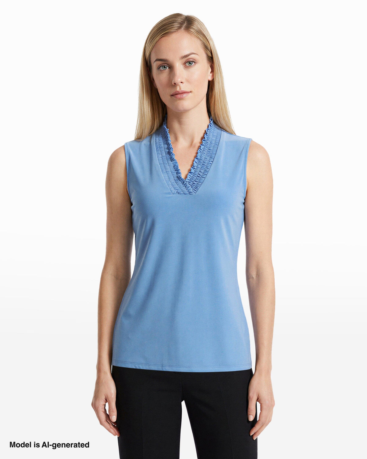 Anne Klein Smocked Neckline Sleeveless Top