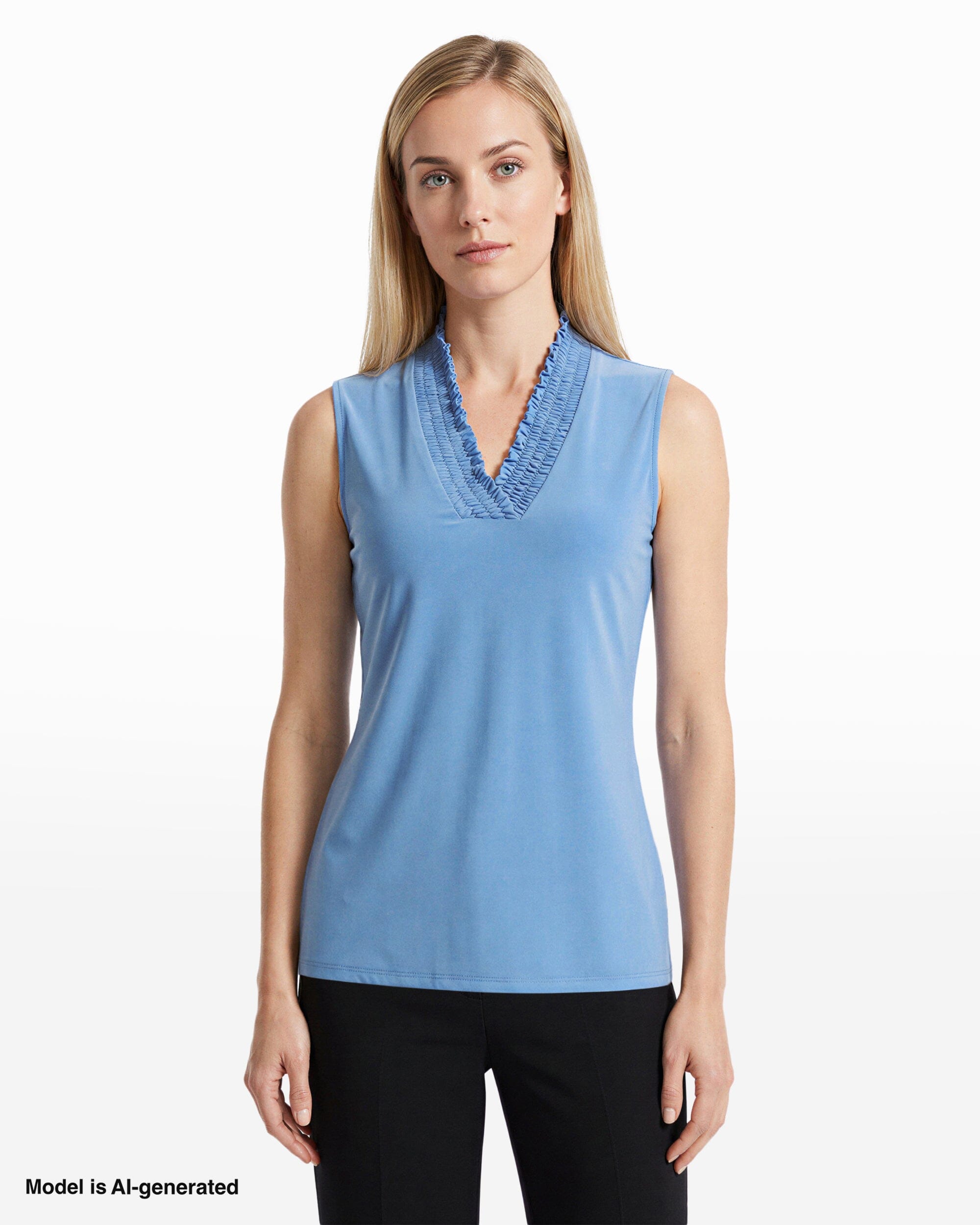Anne Klein Smocked Neckline Sleeveless Top