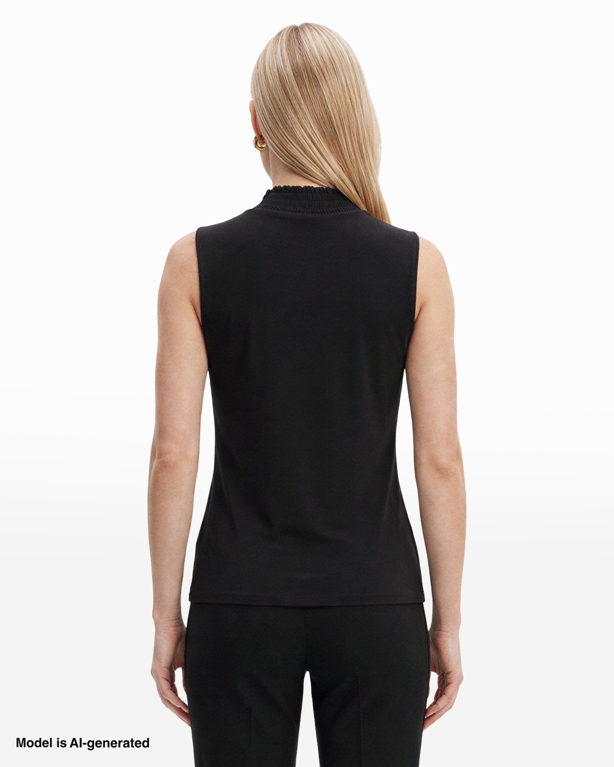 Anne Klein Smocked Neckline Sleeveless Top