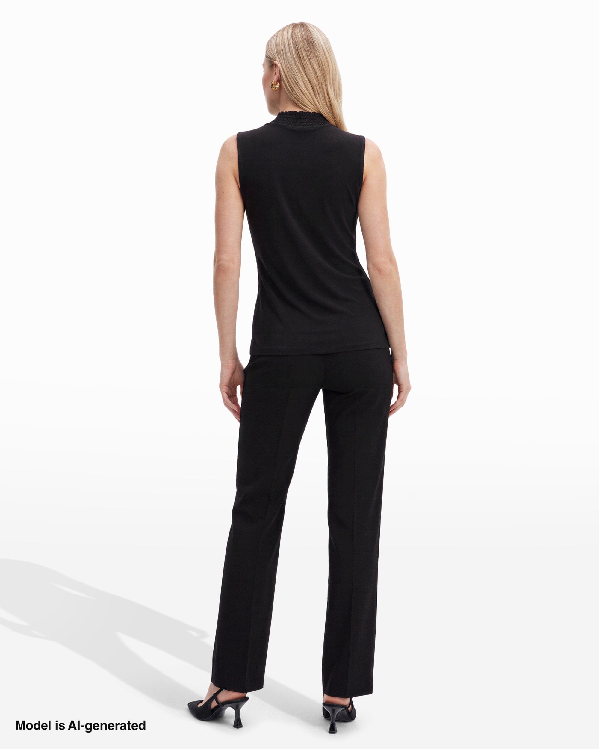 Anne Klein Smocked Neckline Sleeveless Top