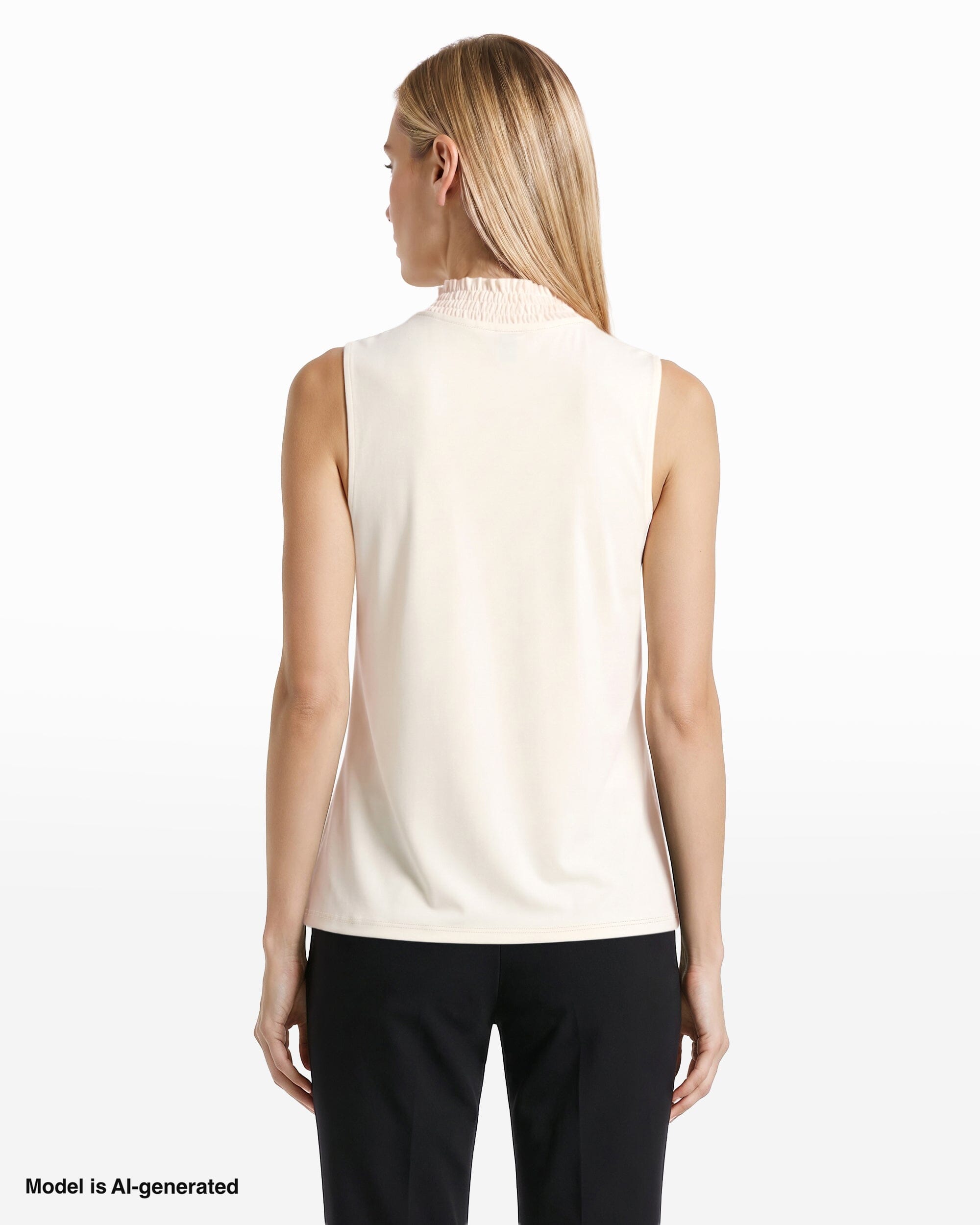 Anne Klein Smocked Neckline Sleeveless Top