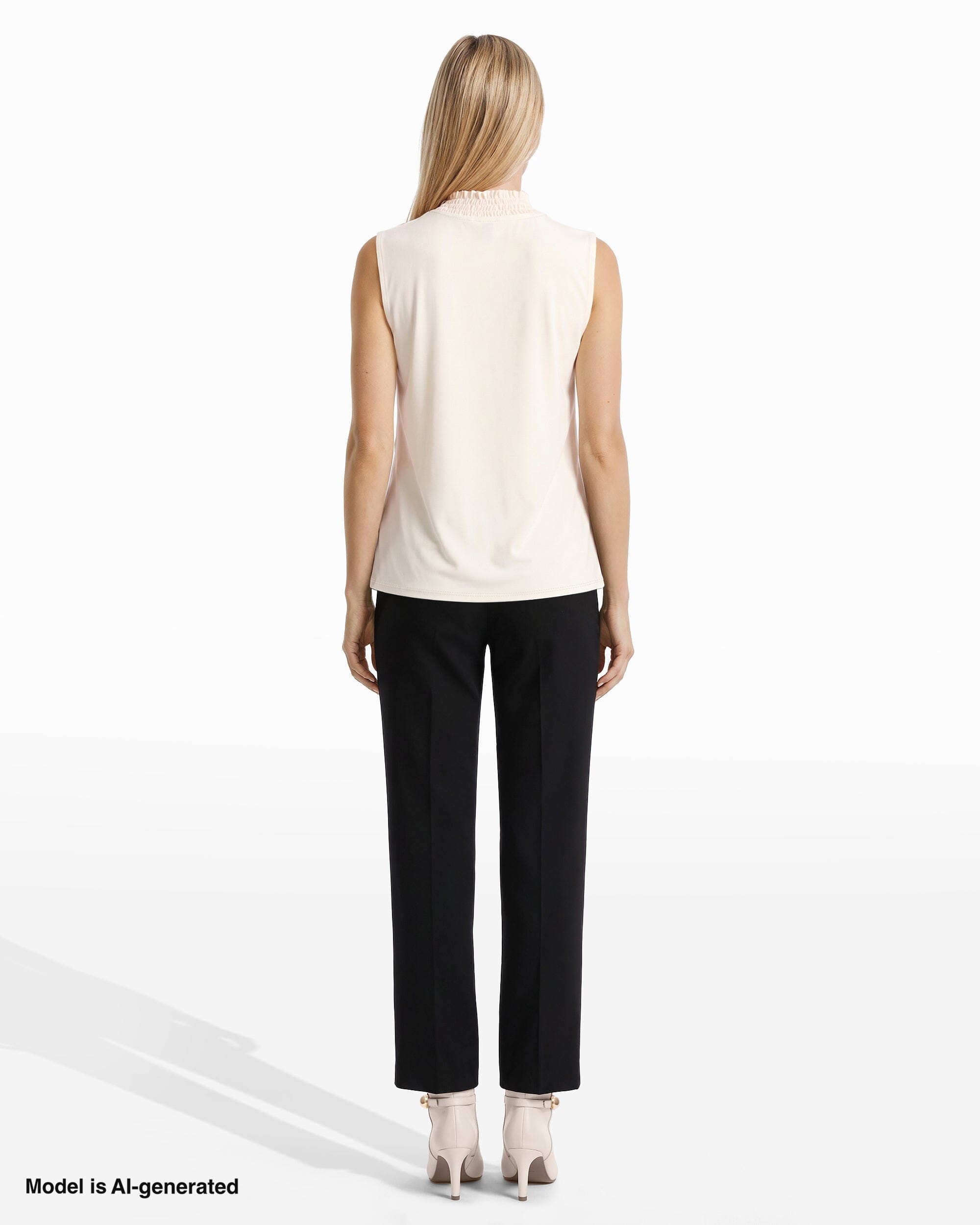 Anne Klein Smocked Neckline Sleeveless Top