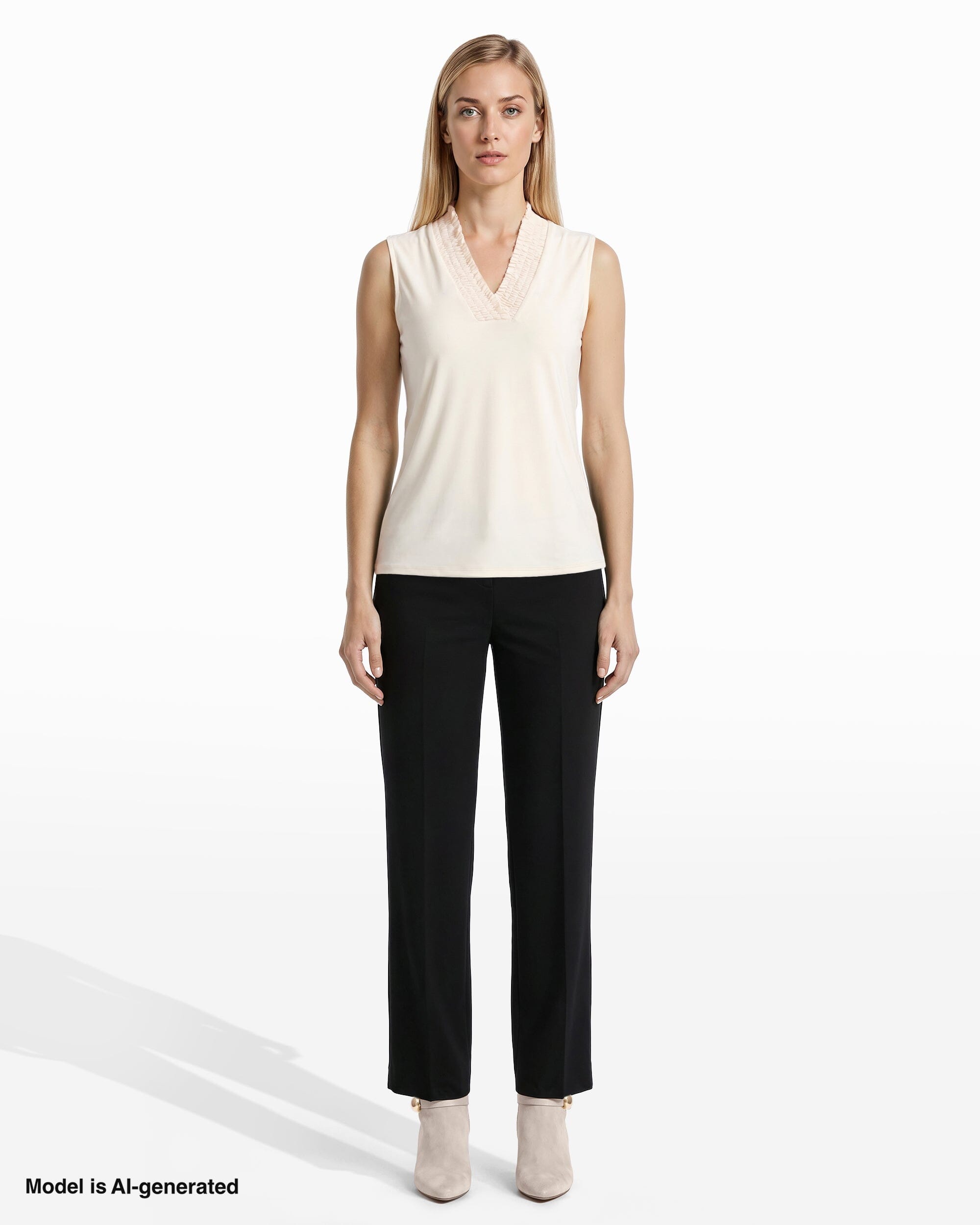 Anne Klein Smocked Neckline Sleeveless Top