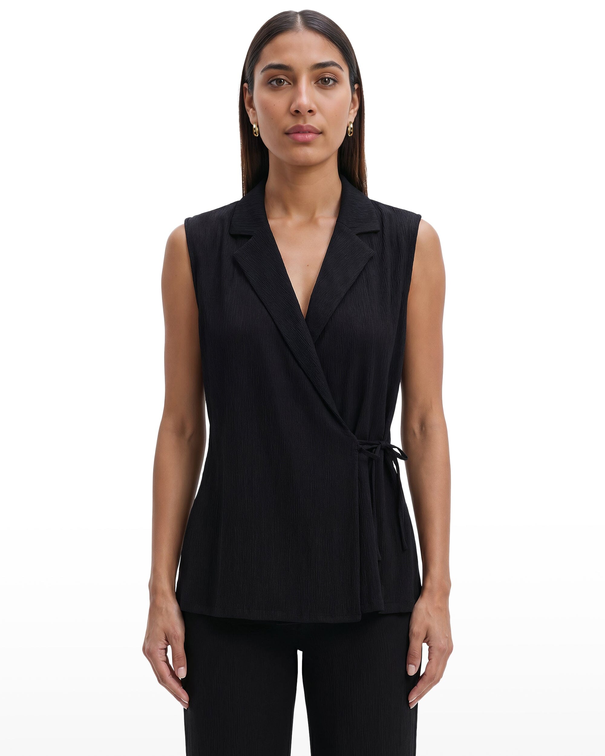 Anne Klein Sleeveless V-Neck Wrap Knit Top