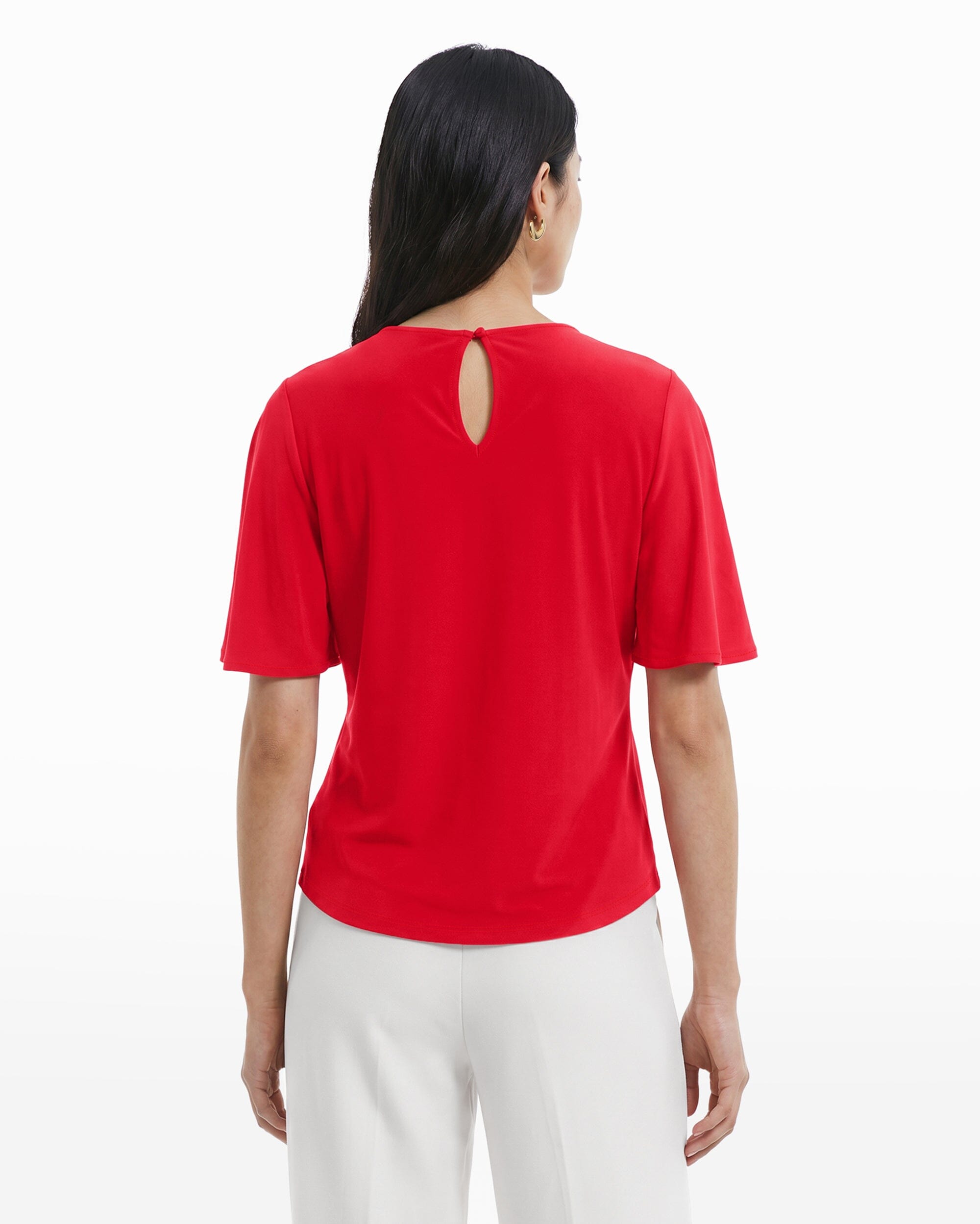 Anne Klein V-Neck Bell Sleeve Pullover Top