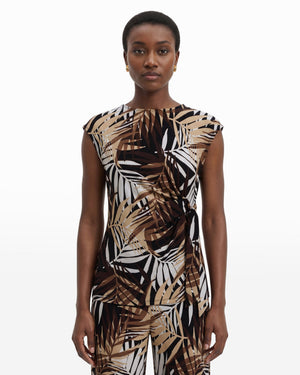 Anne Klein Extended Shoulder Round Neck Top with Side Tie