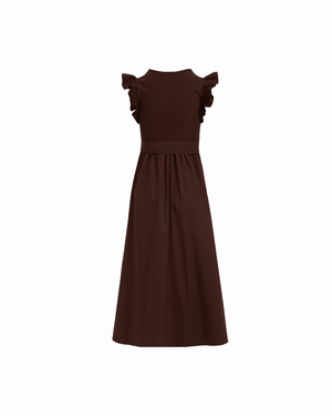 Anne Klein Plus Size Mixed Media Midi Dress with Ruffle Sleeves