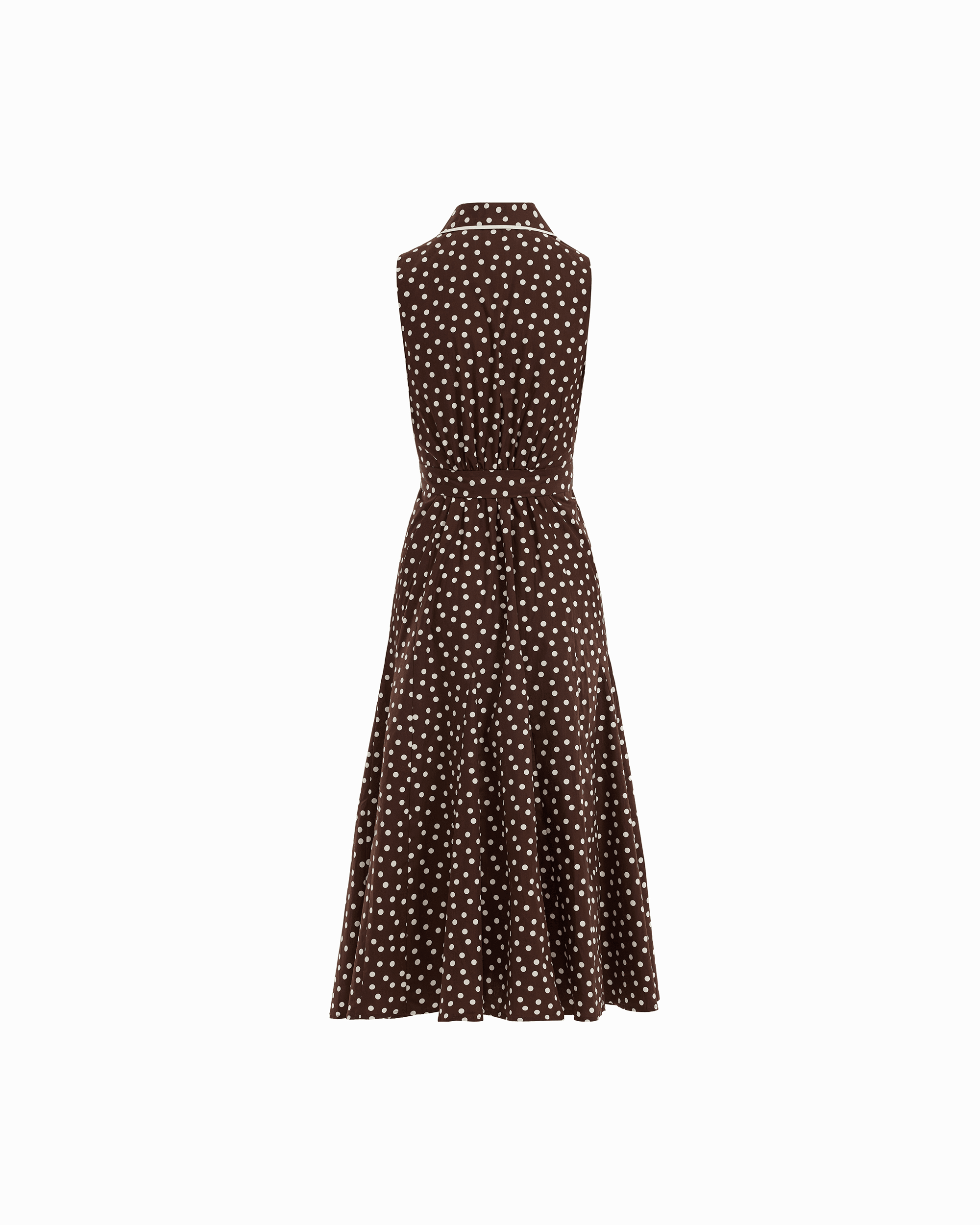 Anne Klein Collared Sleeveless Godet Midi Shirt Dress
