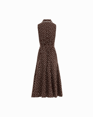 Anne Klein Collared Sleeveless Godet Midi Shirt Dress