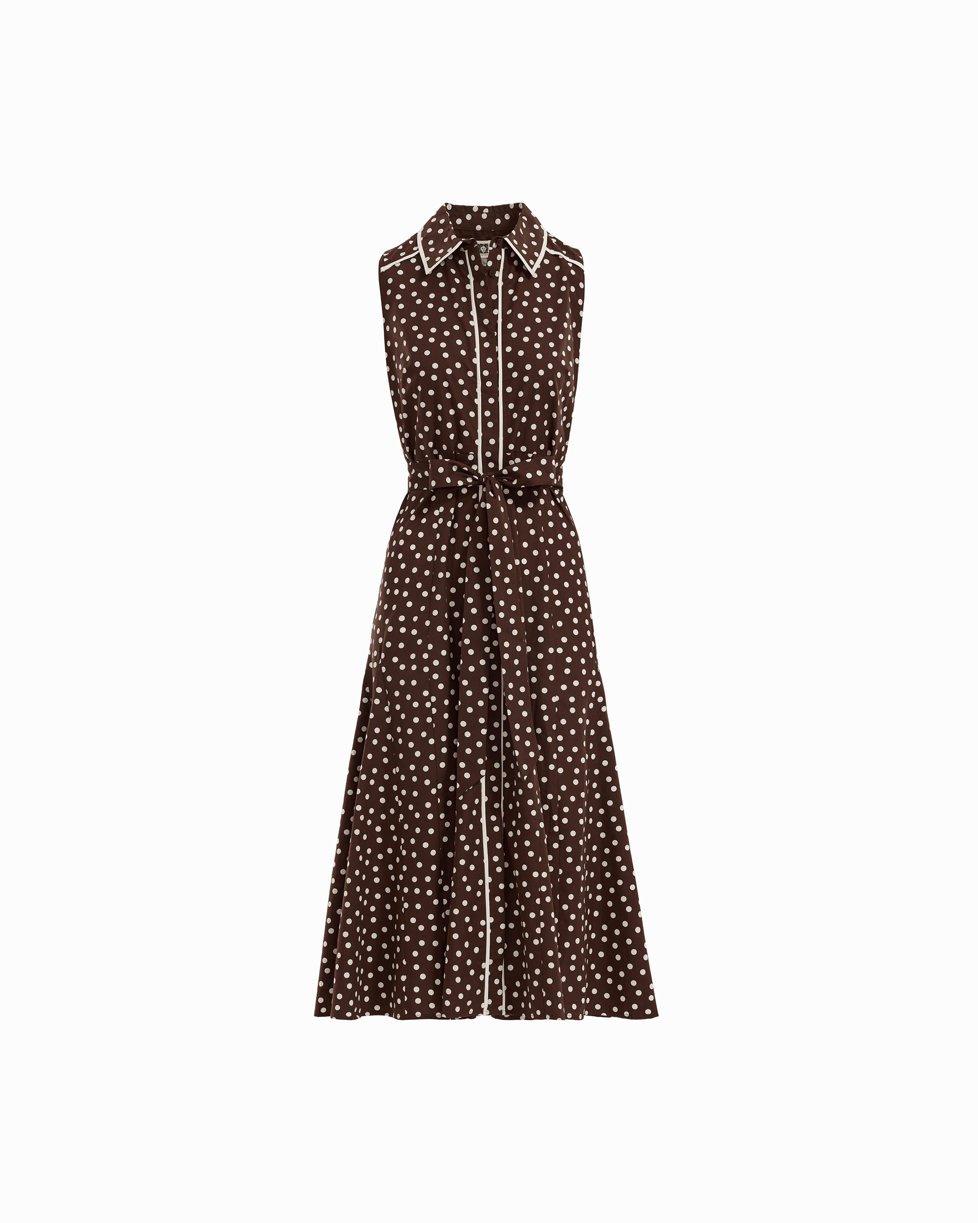 Anne Klein Collared Sleeveless Godet Midi Shirt Dress