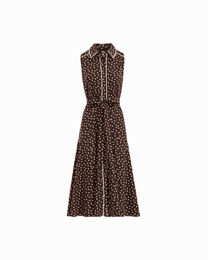 Anne Klein Collared Sleeveless Godet Midi Shirt Dress