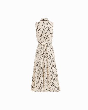 Anne Klein Collared Sleeveless Godet Midi Shirt Dress