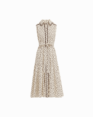 Anne Klein Petite Collared Sleeveless Godet Midi Shirt Dress