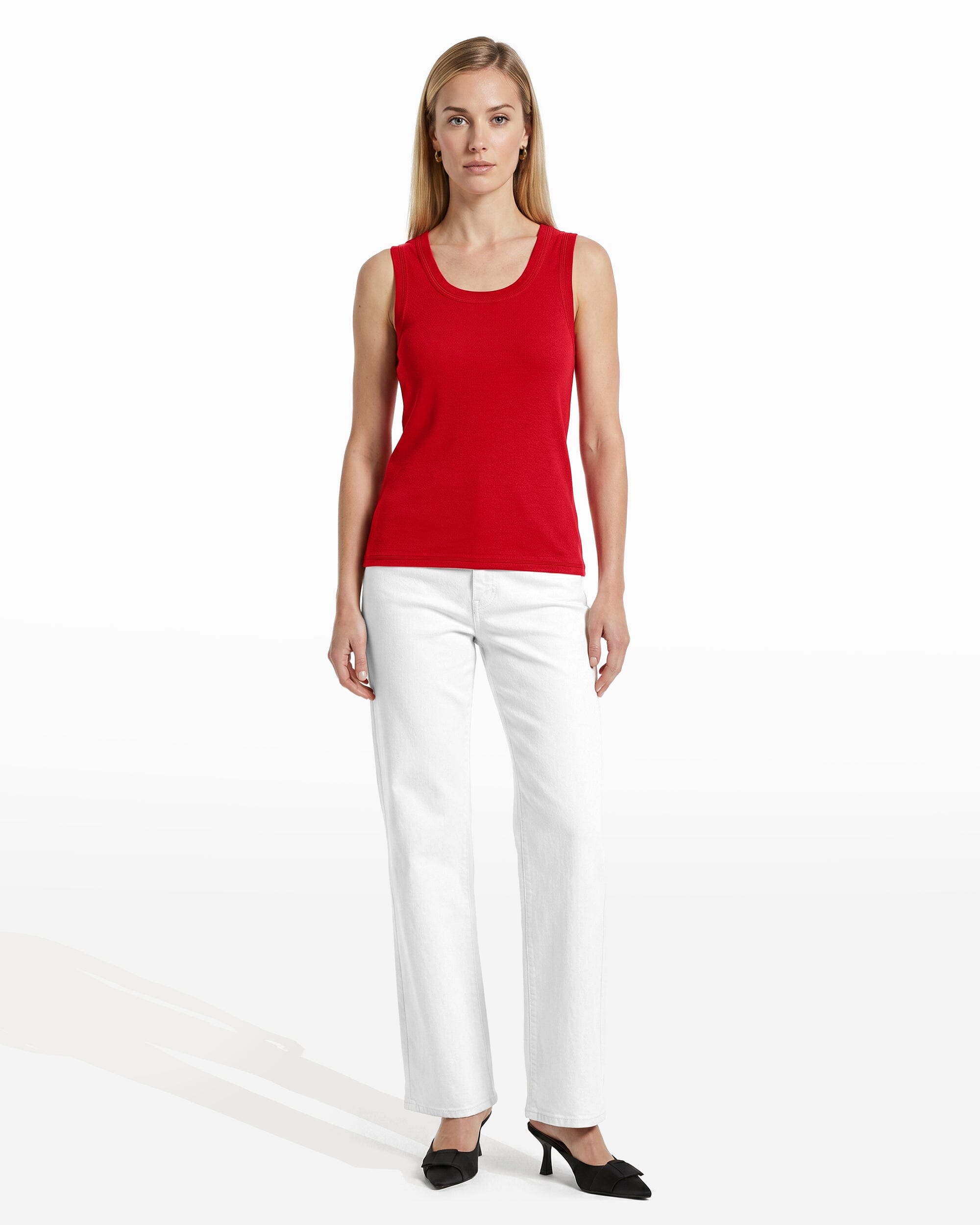 Anne Klein Scoop Neck Sleeveless Full Needle Knit Tank Top