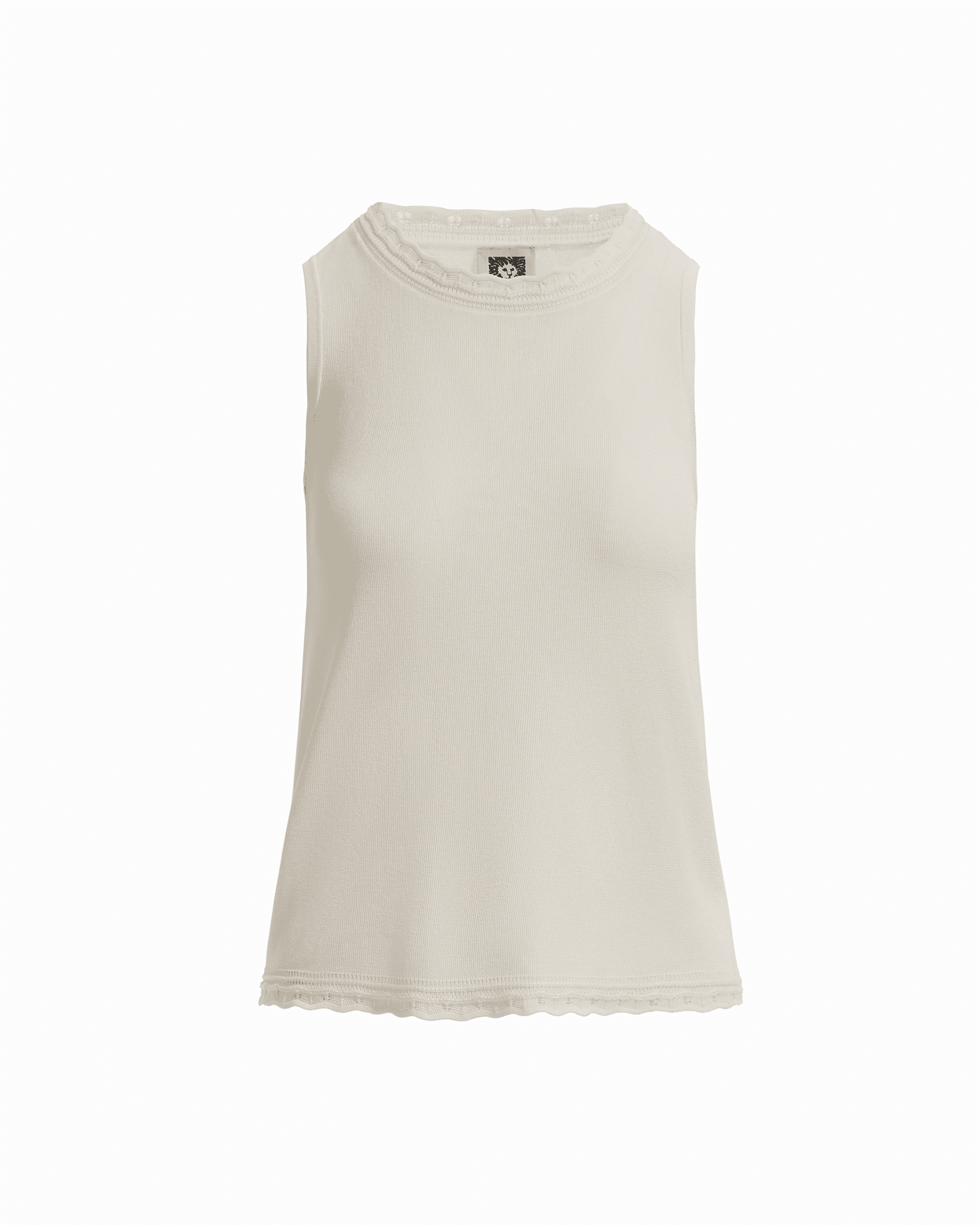 Anne Klein WHITE DOVE Scoop Neck Sleeveless Full Needle Tank Top