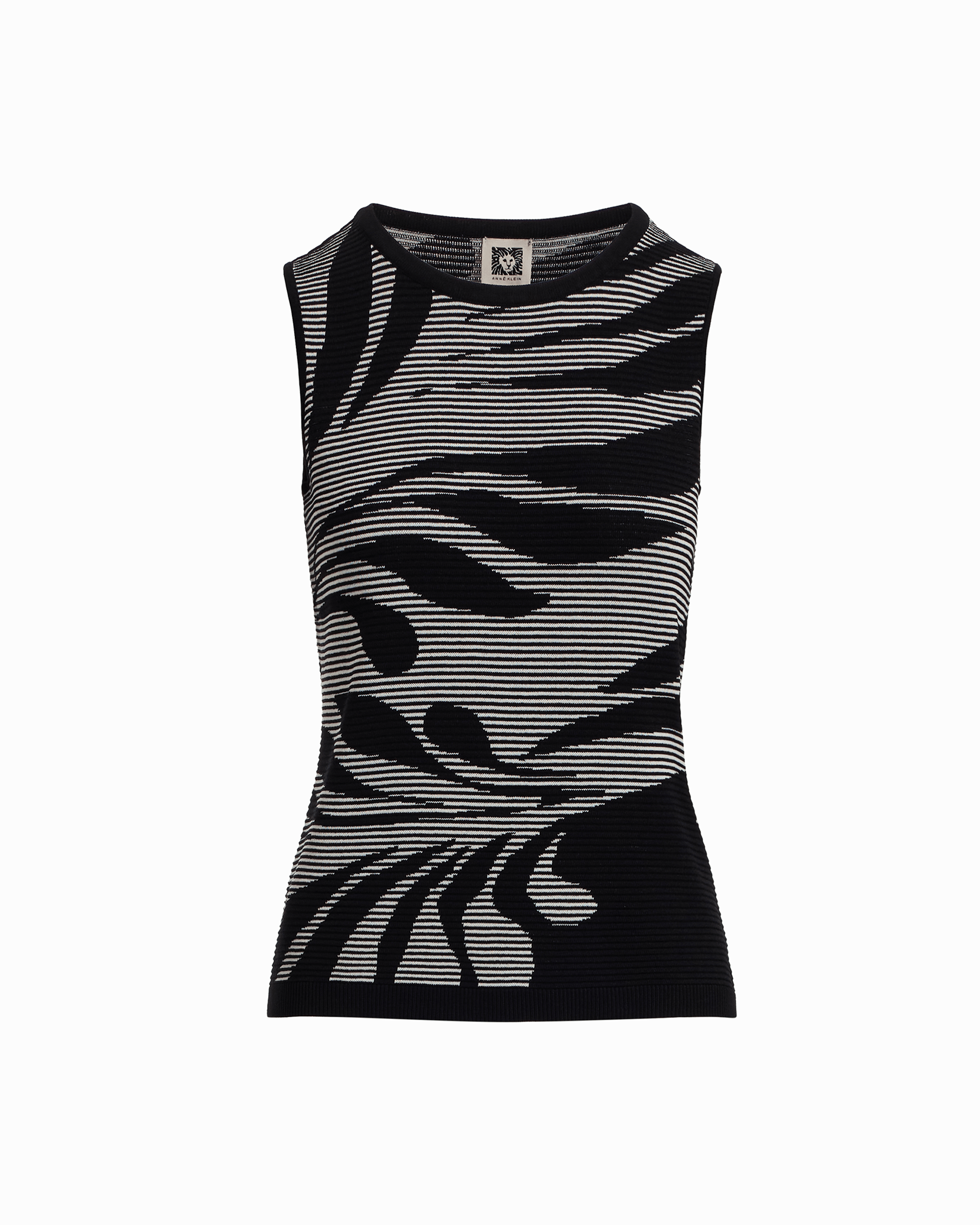 Anne Klein Graphic Ottoman Jacquard Sleeveless Scoop Neck Tank