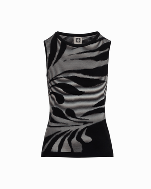 Anne Klein Graphic Ottoman Jacquard Sleeveless Scoop Neck Tank