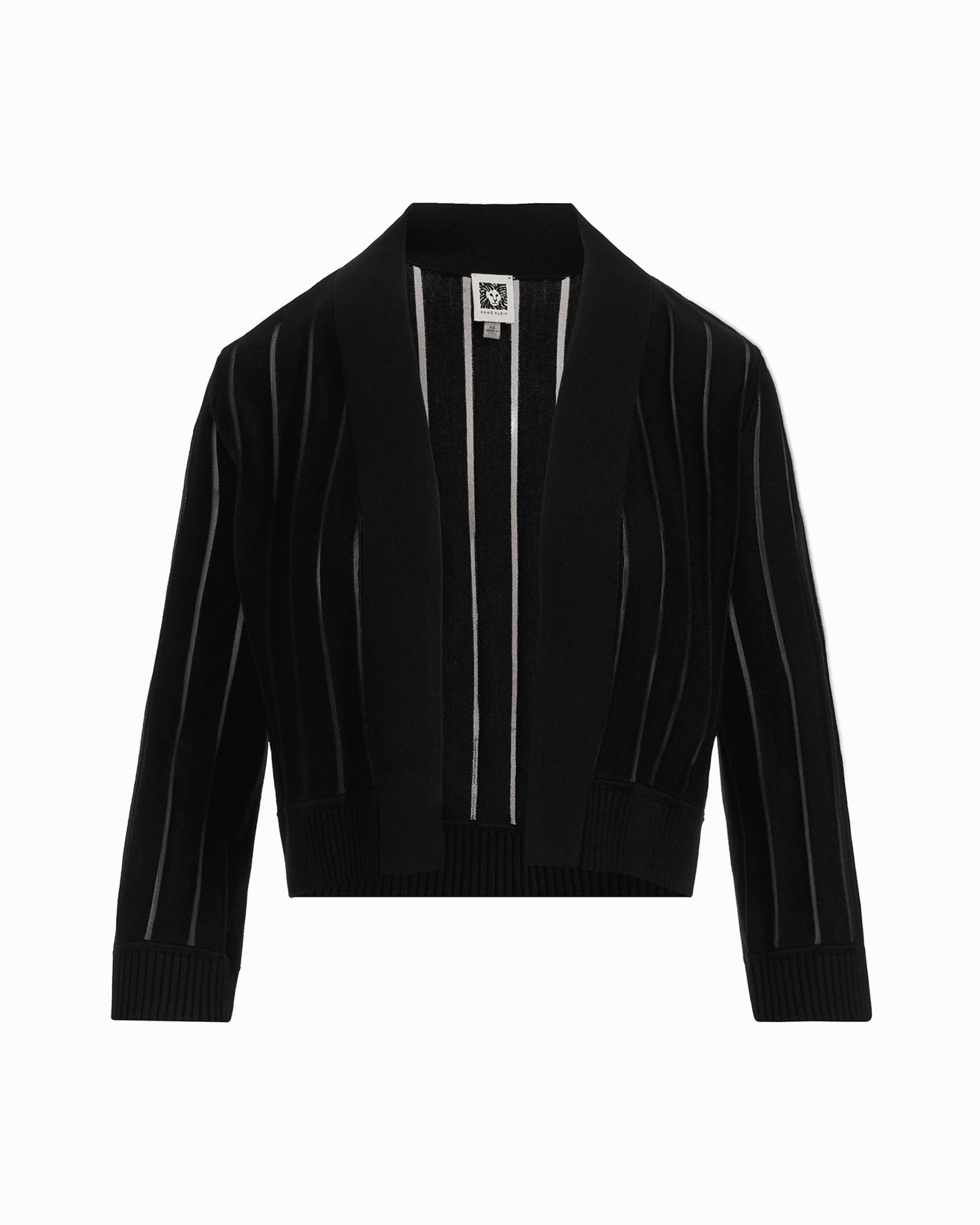 Anne Klein ANNE BLACK Sheer Stripe Three-Quarter Sleeve Shrug