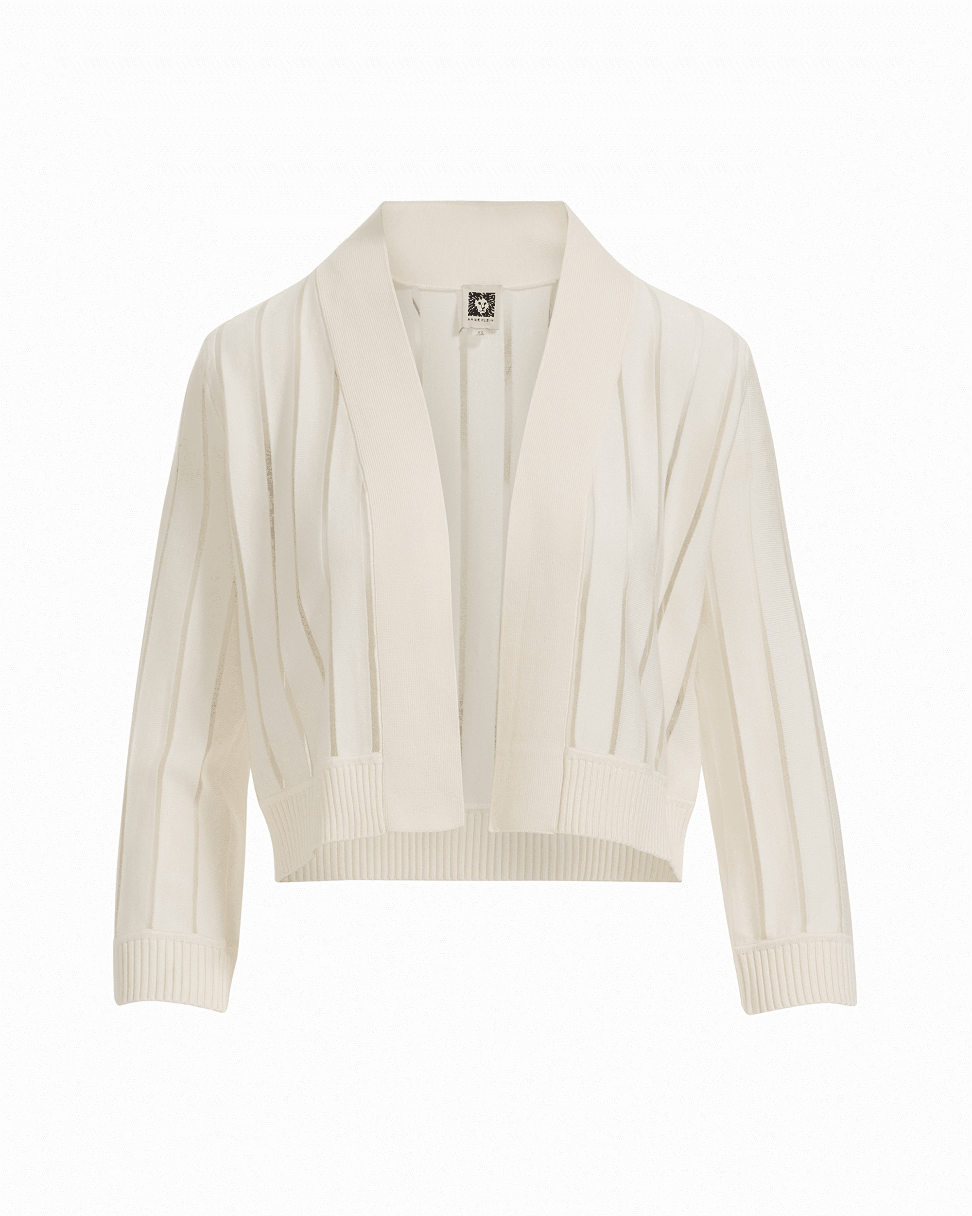 Anne Klein WHITE DOVE Sheer Stripe Three-Quarter Sleeve Shrug