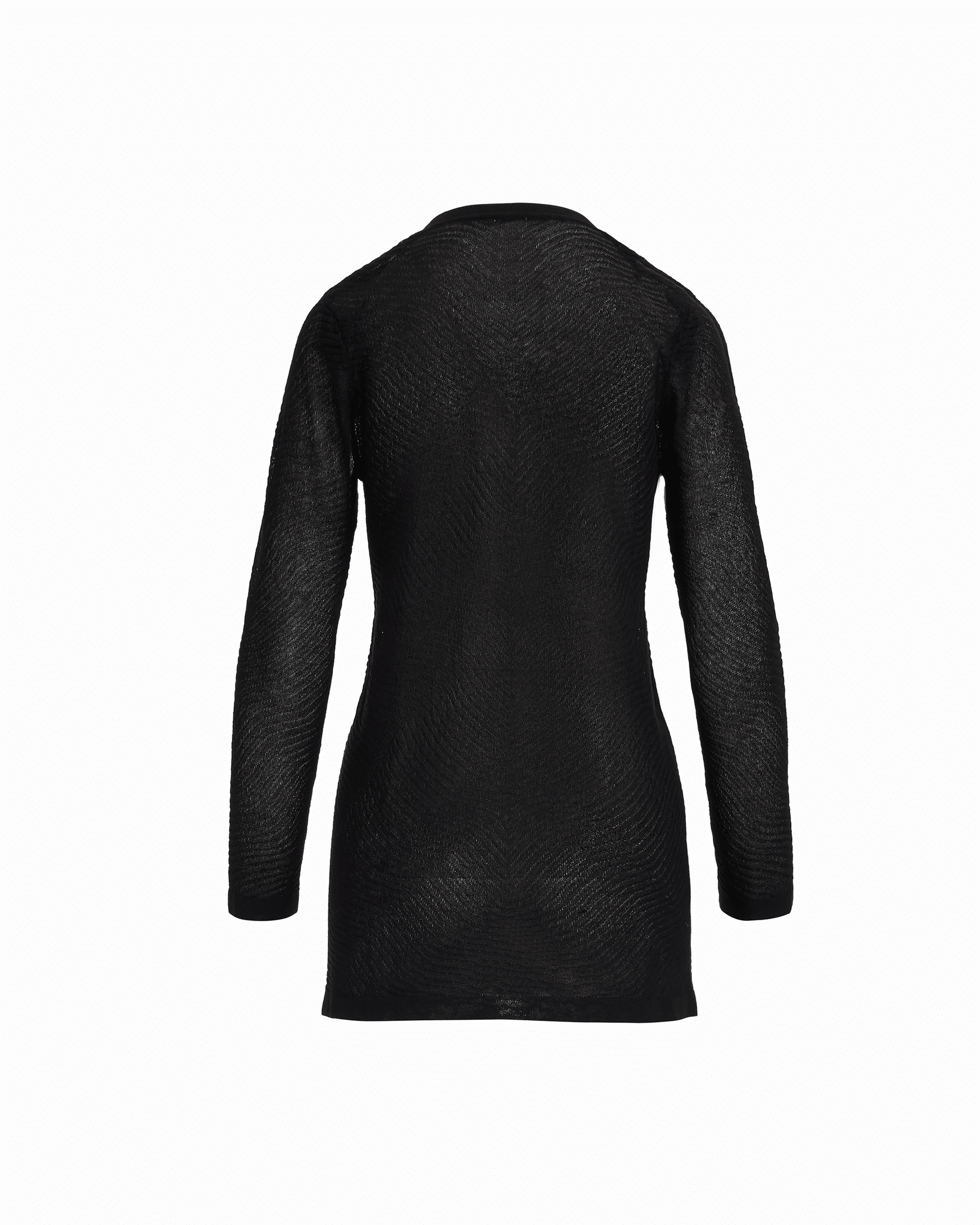 Anne Klein Textured Stitch Sheer Long Open-Front Cardigan