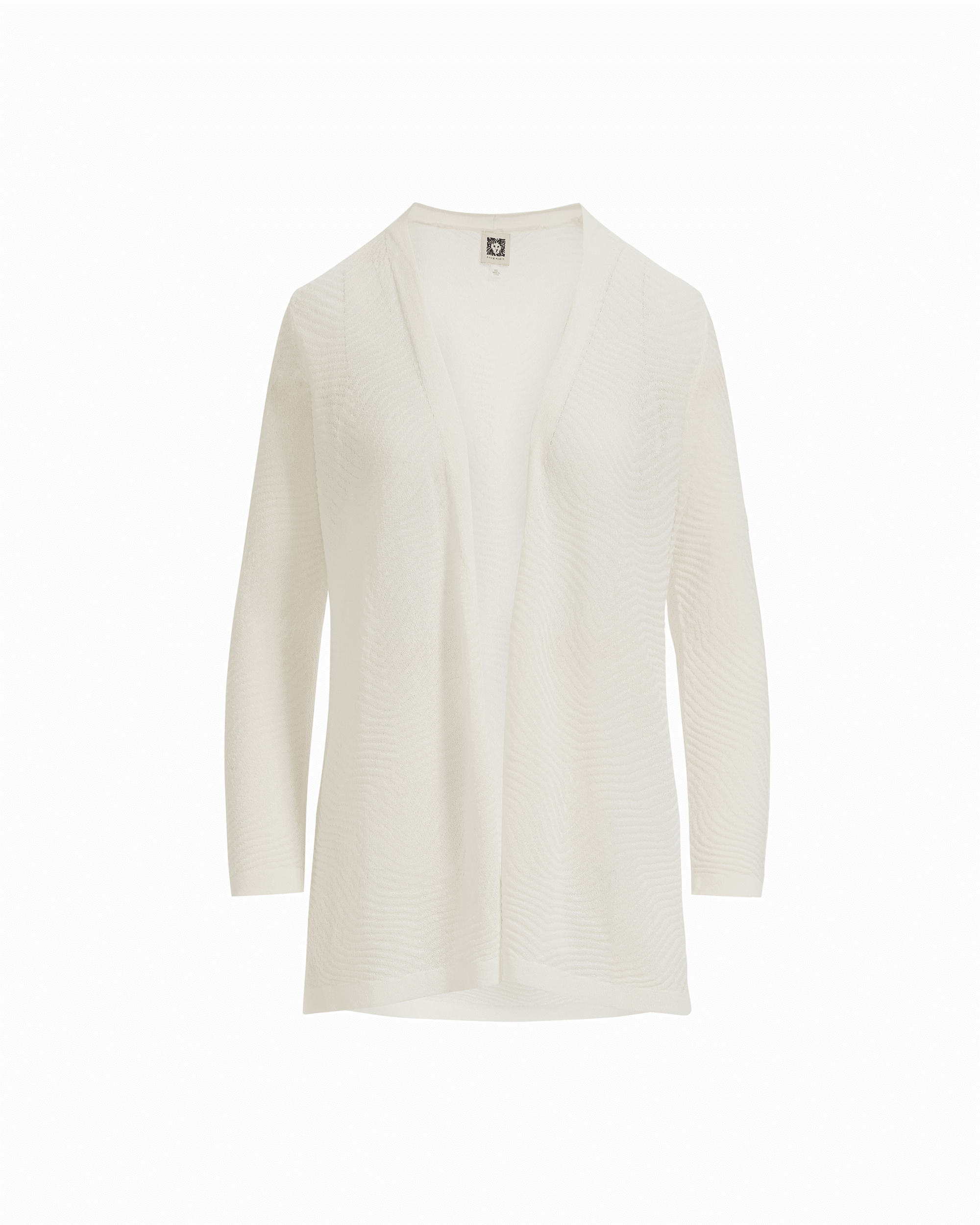 Anne Klein Plus Size Sheer Textured Stitch Long Open Front Cardigan