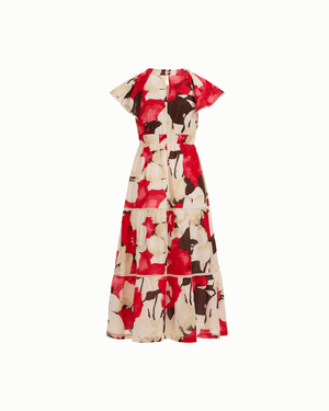 Anne Klein Petite Flutter Sleeve Tiered Midi Dress